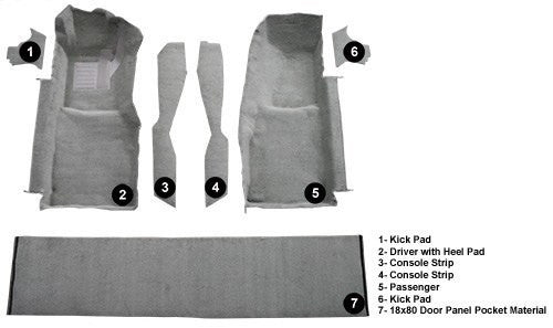 1978-1980 Chevrolet Corvette Front with Console Strips Kick Panels and Door Panels Flooring [Front]